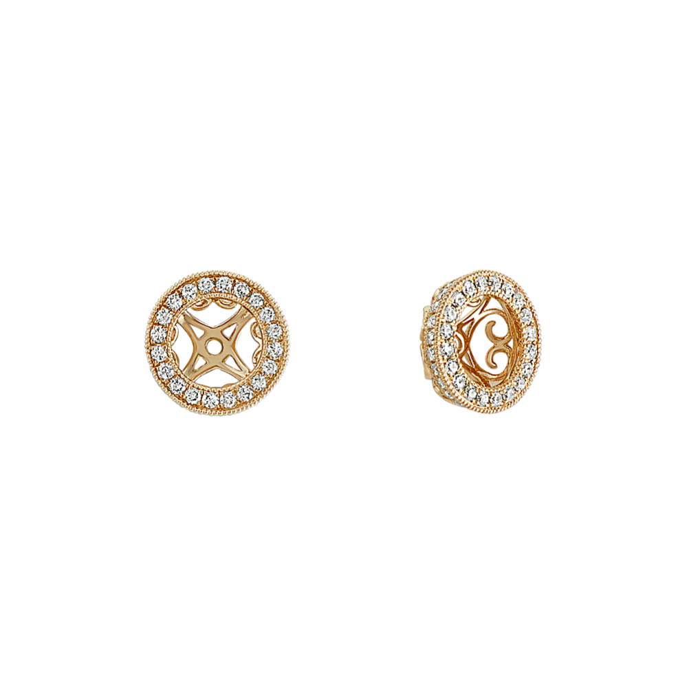 Round Diamond Vintage Earrings Jackets in 14k Yellow Gold