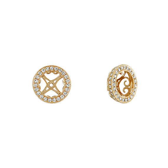 Round Diamond Vintage Earrings Jackets In 14k Yellow Gold Shane Co Round Diamond Vintage Earrings Jackets In 14k Yellow Gold