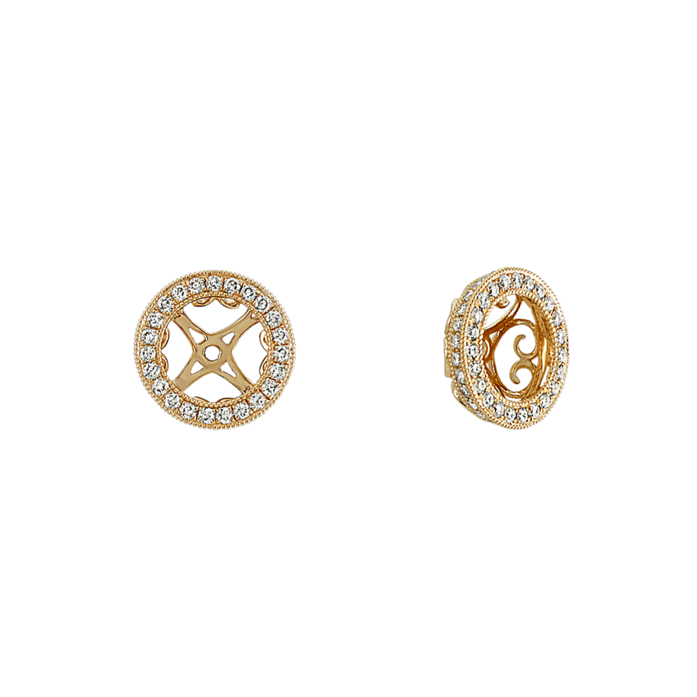 Round Diamond Vintage Earrings Jackets in 14k Yellow Gold