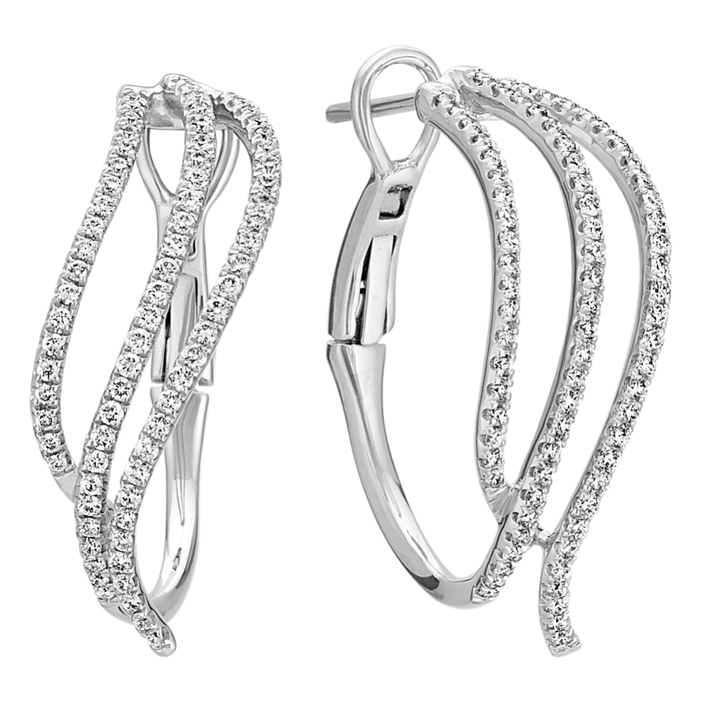 Round Diamond Waterfall Hoop Earrings