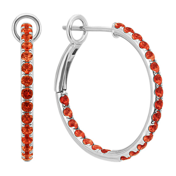Round Garnet Hoop Earrings In Sterling Silver Shane Co Round Garnet Hoop Earrings In Sterling Silver
