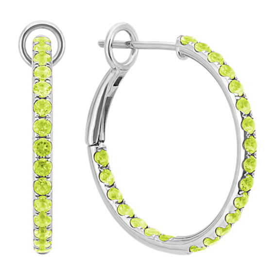 Round Green Peridot Hoop Earrings Shane Co Round Green Peridot Hoop Earrings