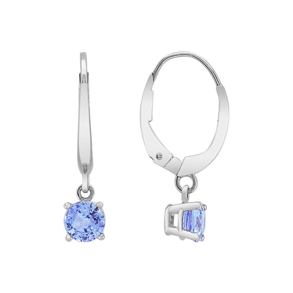 Round Ice Blue Sapphire Earrings