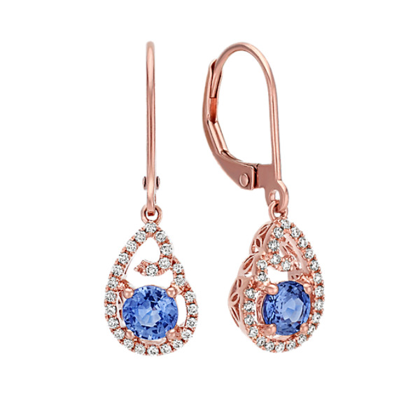 Round Kentucky Blue And Diamond Earrings In 14k Rose Gold Shane Co Round Kentucky Blue And Diamond Earrings In 14k Rose Gold