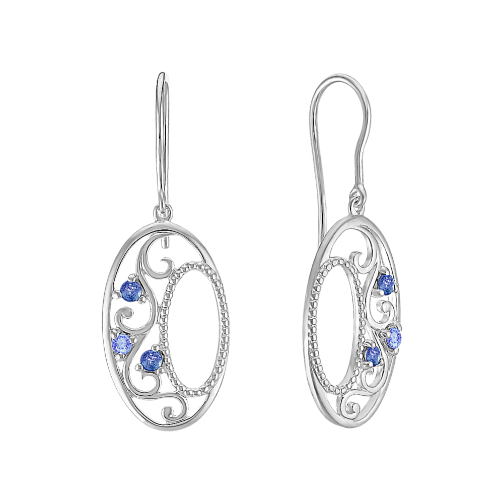 Round Multi-Colored Sapphire Earrings in Sterling Silver