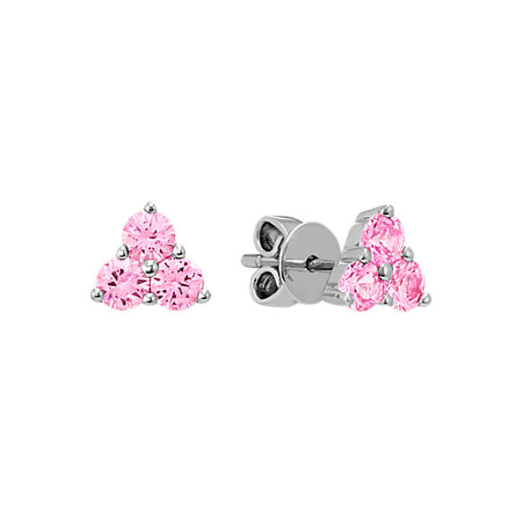 Round Pink Shire Earrings In Sterling Silver Shane Co Round Pink Shire Earrings In Sterling Silver