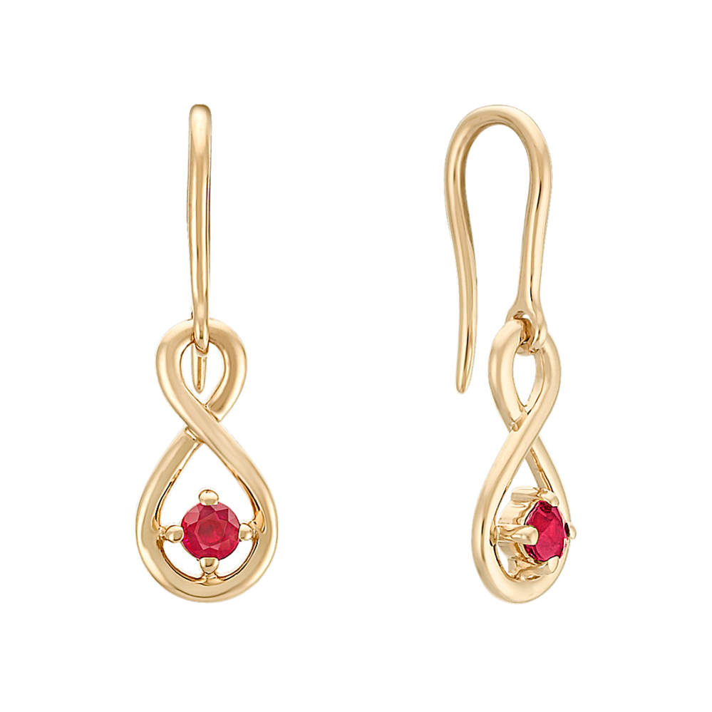 Round Ruby Dangle Earrings