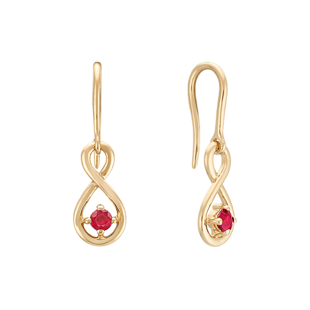 Round Natural Ruby Dangle Earrings