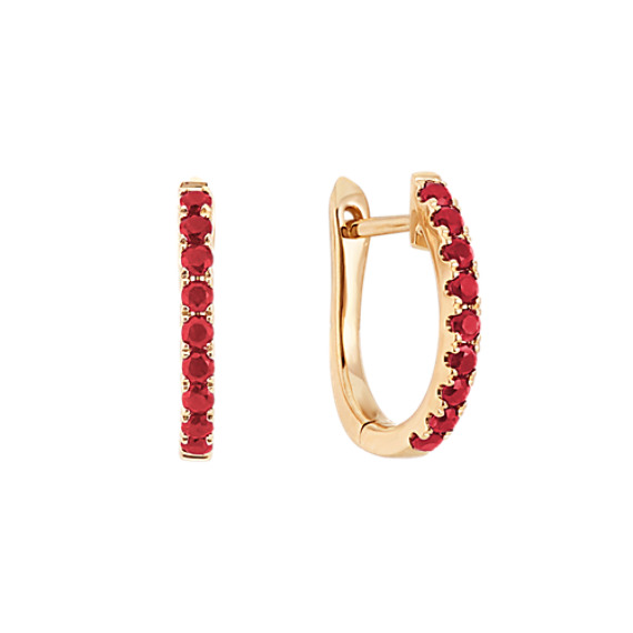 gold and ruby hoop earrings