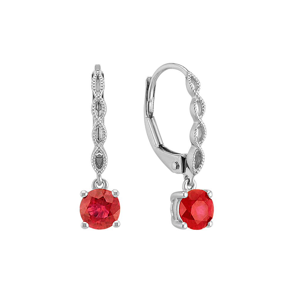 Round Ruby Leverback Earrings With Milgrain Detailing Shane Co Round Ruby Leverback Earrings With Milgrain Detailing