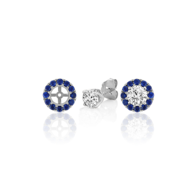 Round Traditional Blue Natural Sapphire Earring Jackets