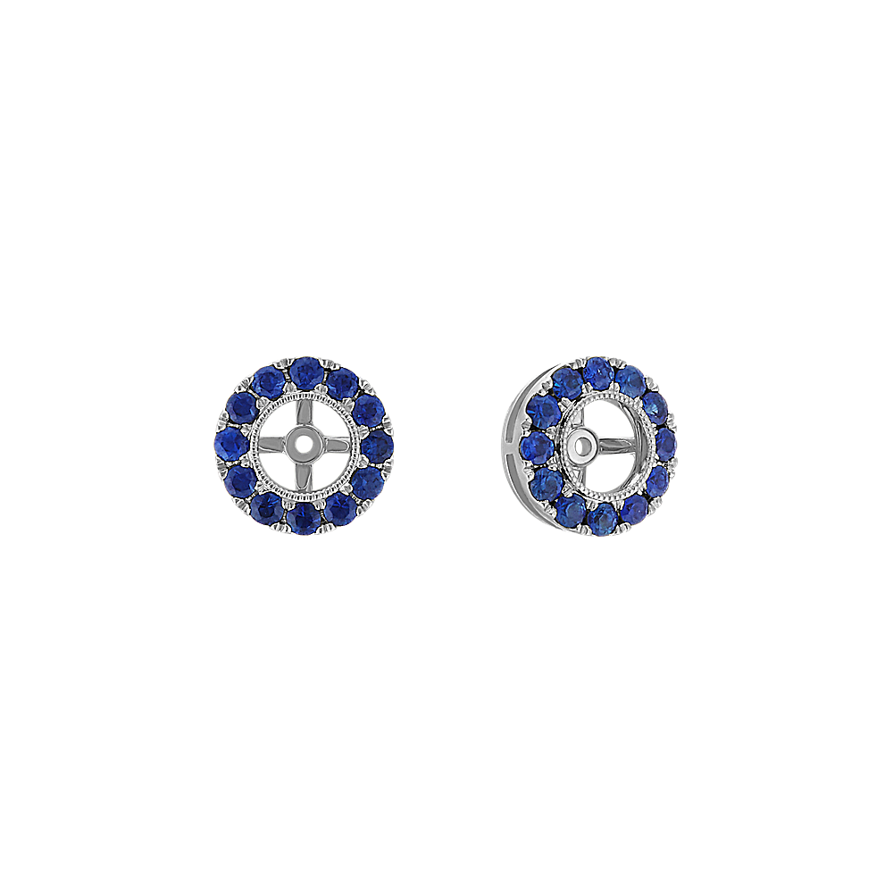 Round Traditional Blue Sapphire Earring Jackets Shane Co.