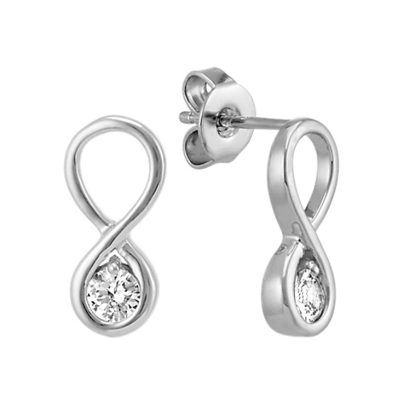 Round White Shire Infinity Earrings Shane Co Round White Shire Infinity Earrings