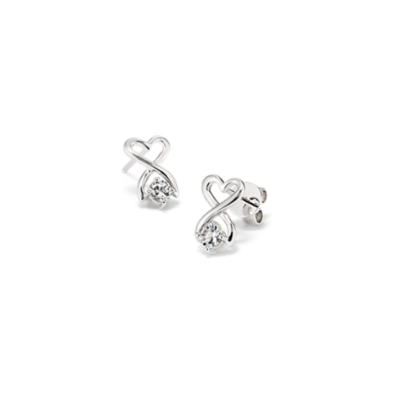 Bonnie White Sapphire Infinity Heart Earrings
