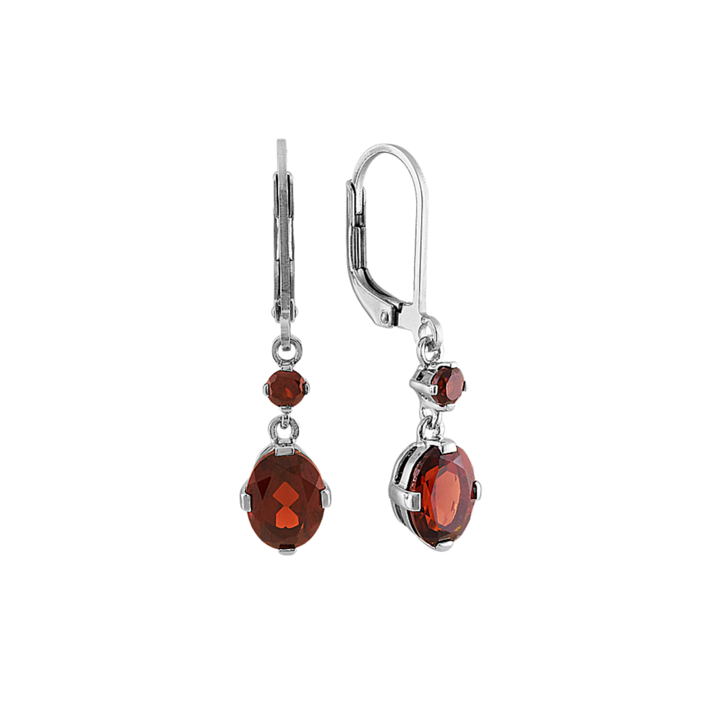 Round and Oval Garnet Dangle Earrings