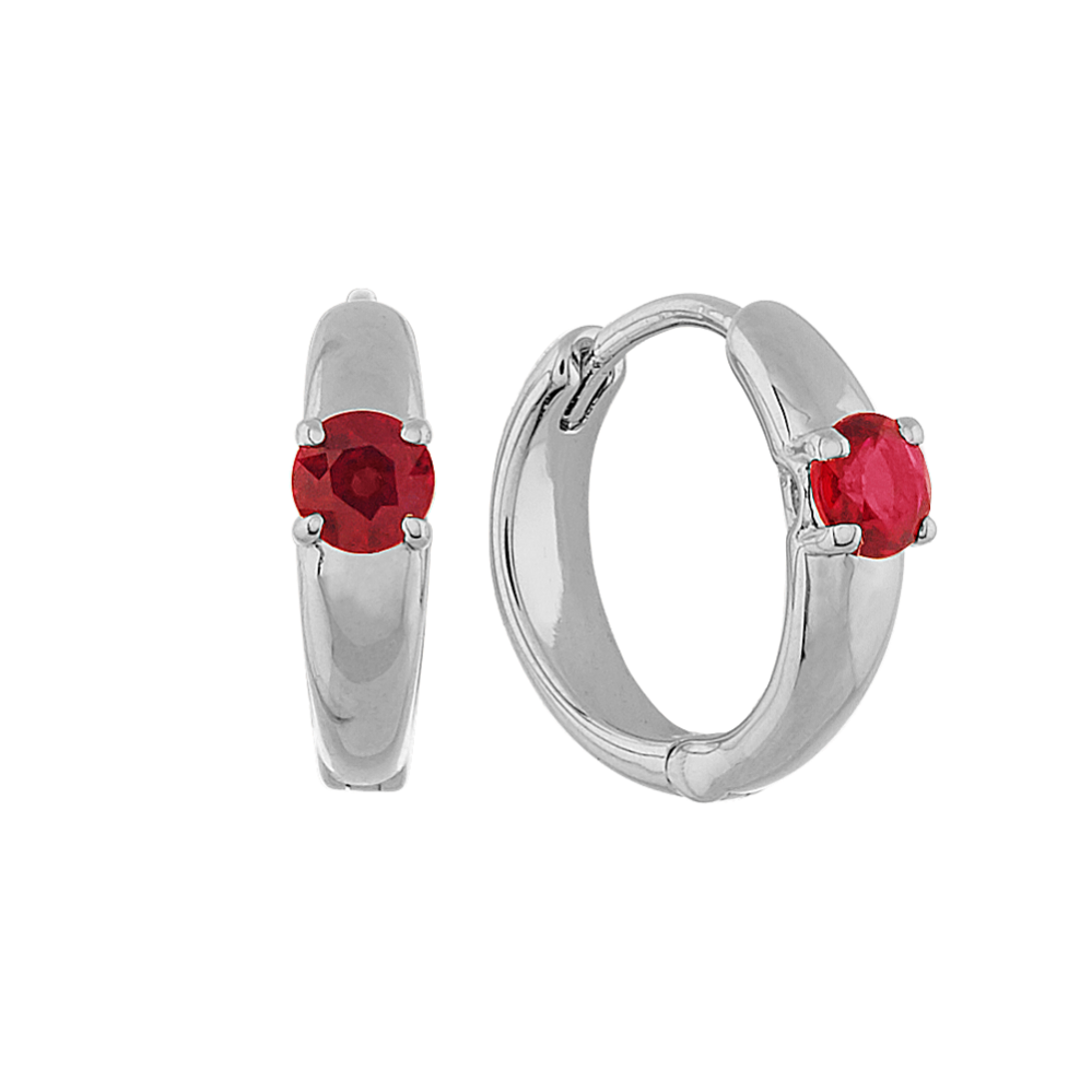 Alpha Huggie Earrings SS Created Ruby Alpha Huggie Earrings SS Created Ruby
