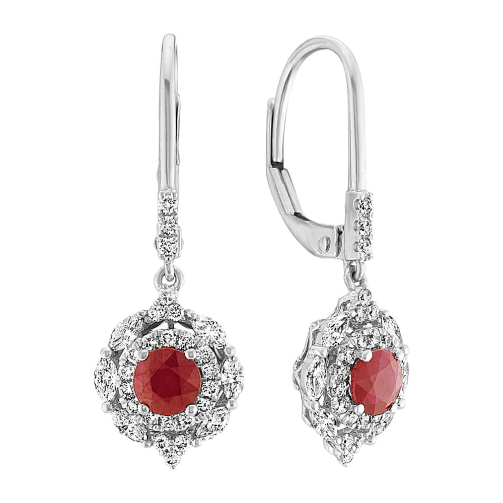 Ruby and Diamond Dangle Earrings