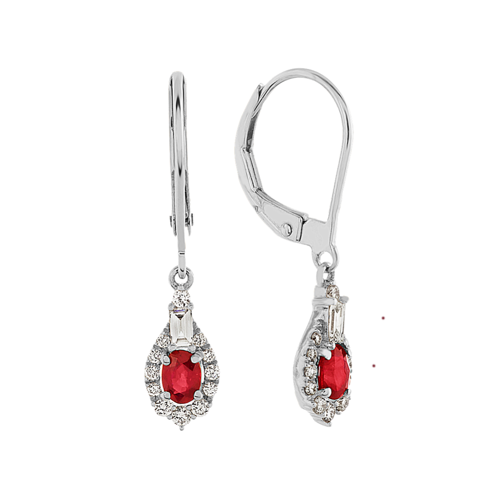 Ruby and Diamond Dangle Earrings