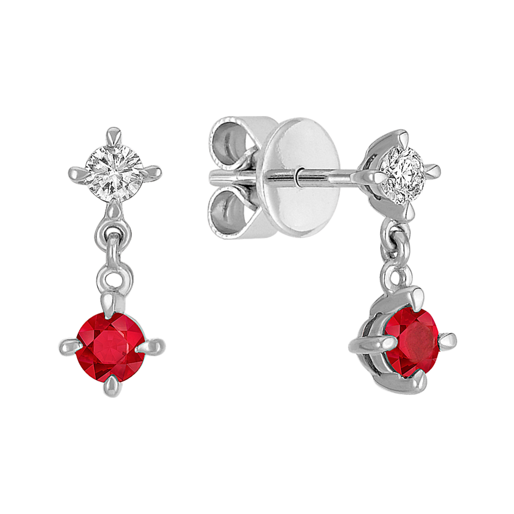 Ruby and Diamond Dangle Earrings
