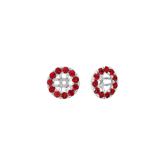 Ruby and Diamond Earring Jackets in 14k White Gold