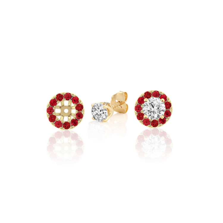 Ruby and Diamond Earring Jackets in 14k Yellow Gold