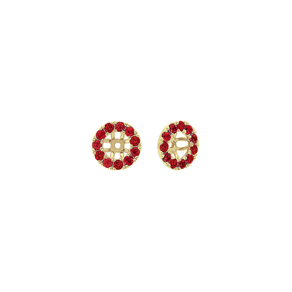 Natural Ruby and Natural Diamond Earring Jackets in 14k Yellow Gold