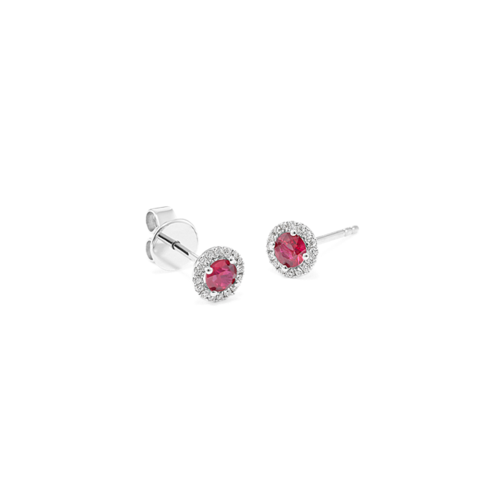 Twila Ruby & Diamond Halo Studs