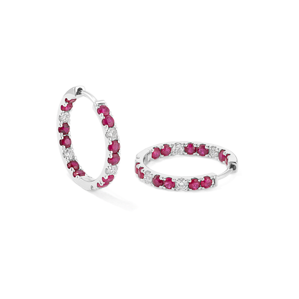 Inside-Out Ruby & Diamond Hoops