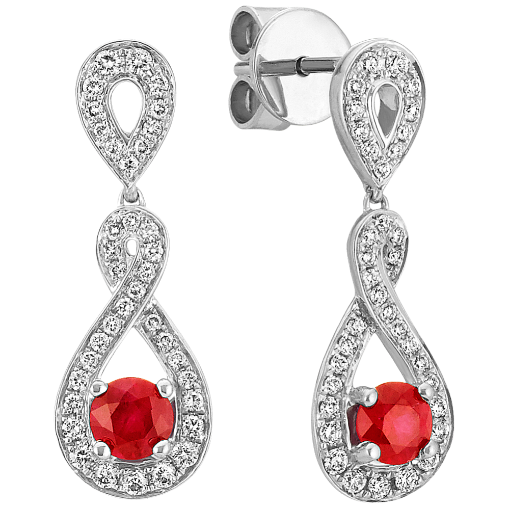 Ruby and Diamond Swirl Earrings