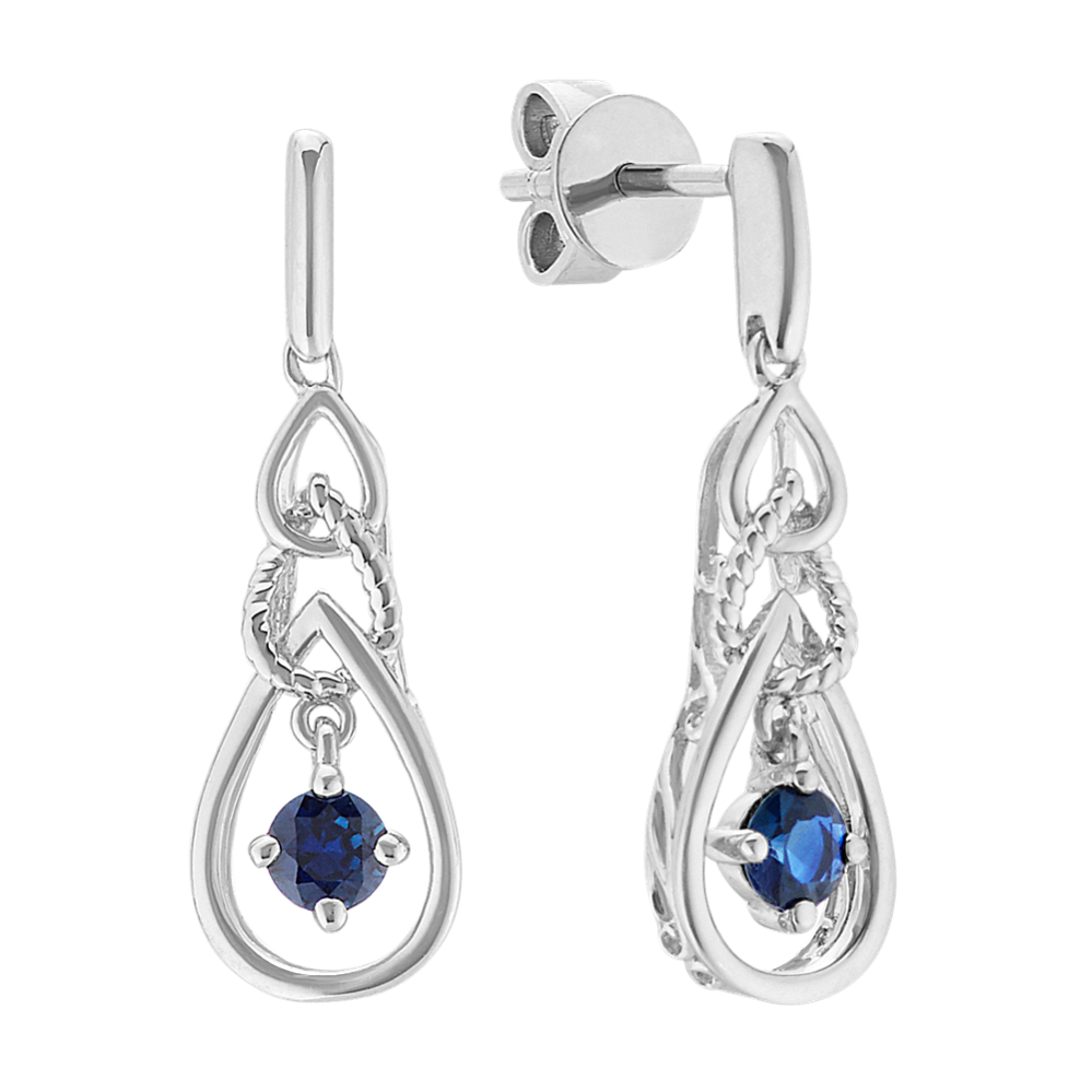 Sapphire Dangle Earrings in Sterling Silver