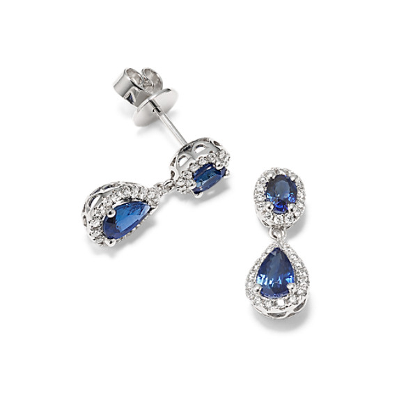 Sapphire and Diamond Dangle Earrings 