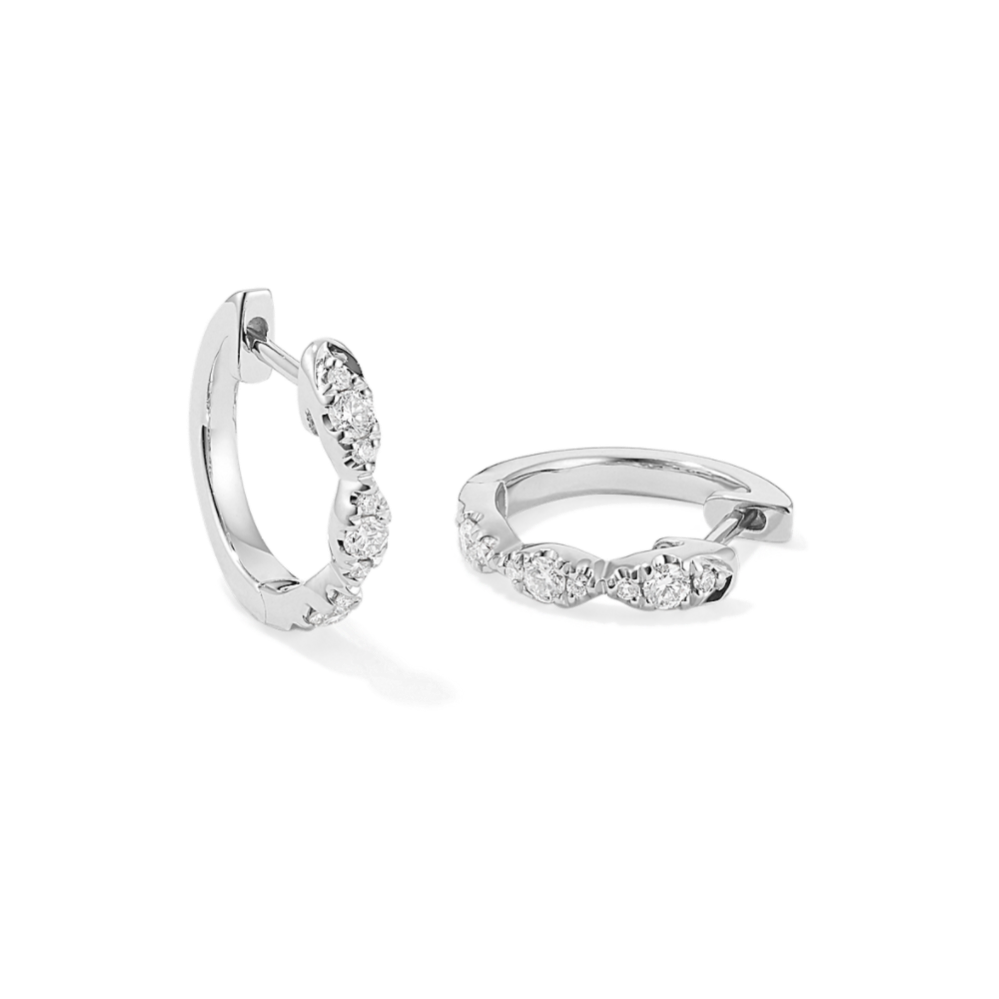 Scalloped Diamond Cluster Hoops