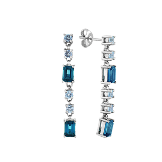 Two-Tone Blue Topaz Earrings in Sterling Silver