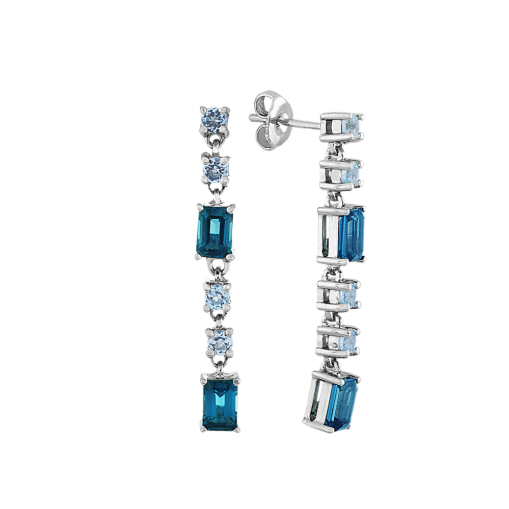 Two-Tone Blue Topaz Earrings in Sterling Silver