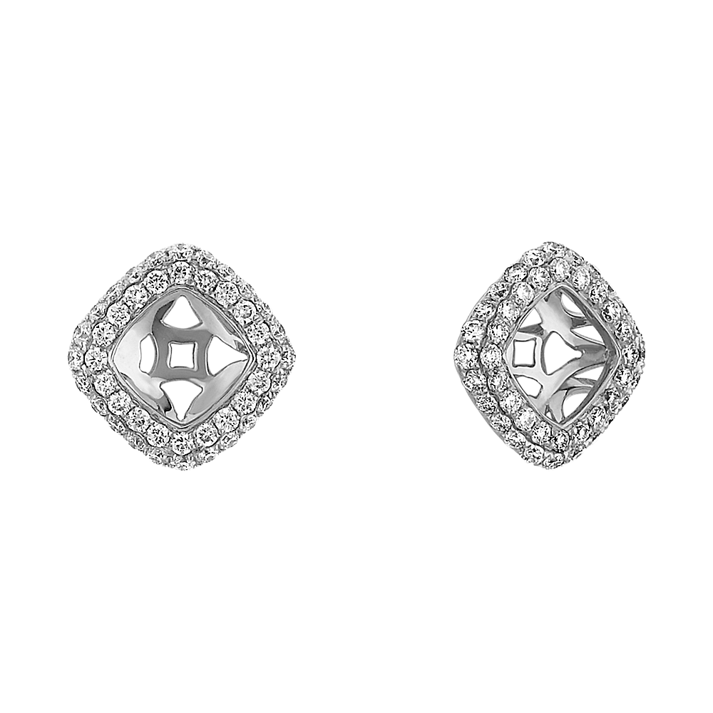 Square Diamond Earring Jackets in 14k White Gold Shane Co.