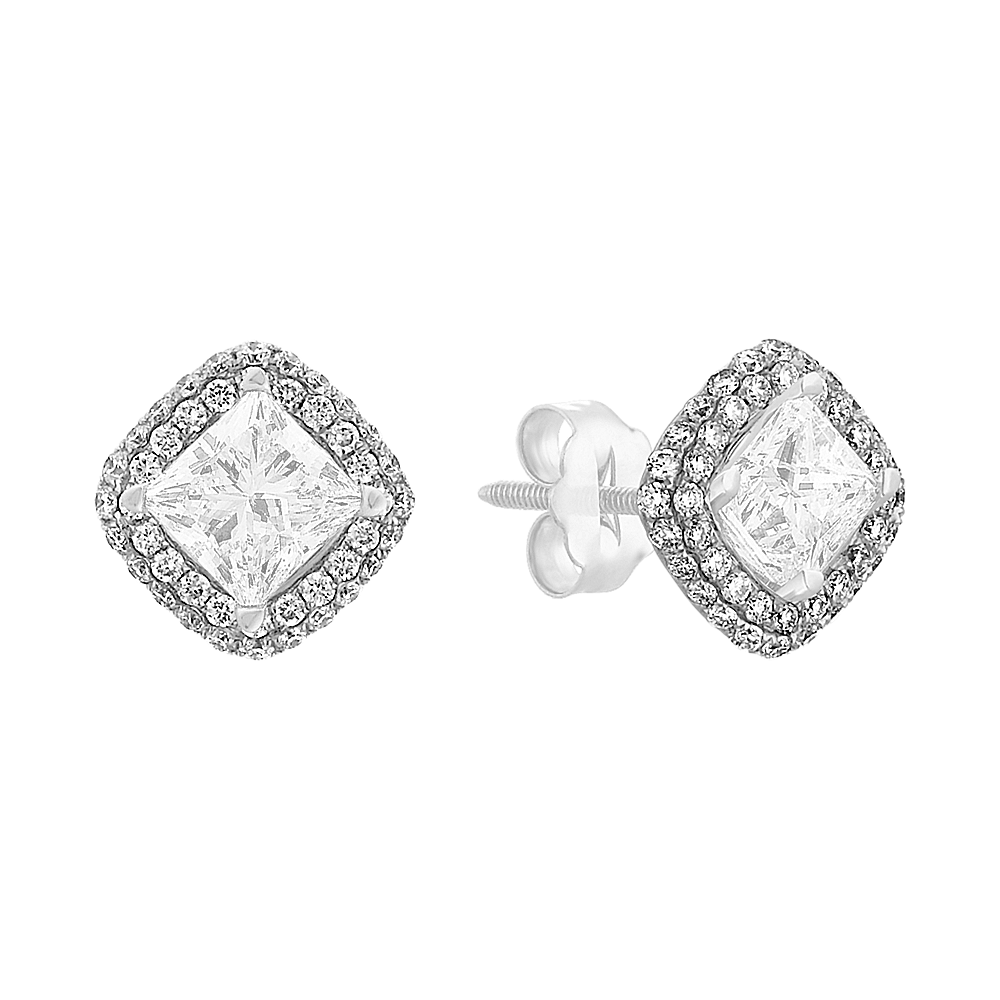 Square Diamond Earring Jackets in 14k White Gold Shane Co.