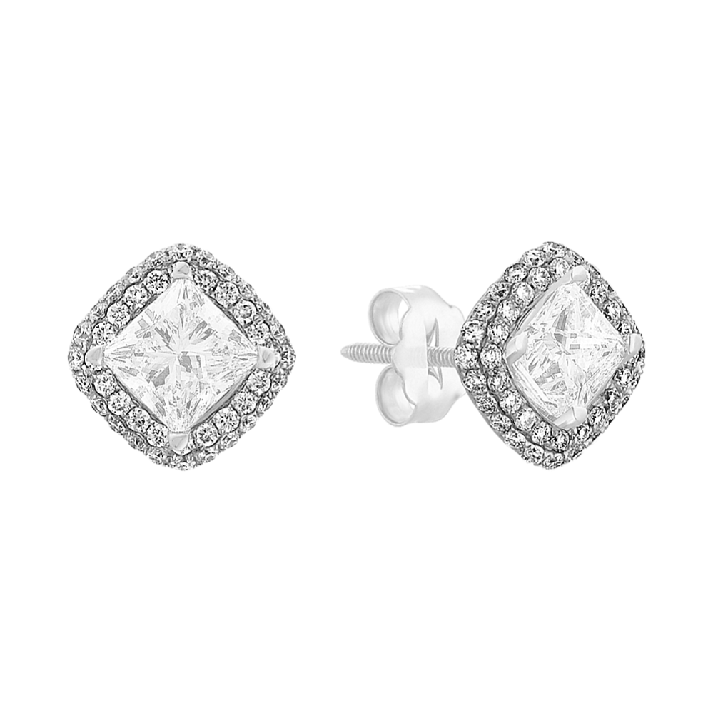 Square Diamond Earring Jackets in 14k White Gold