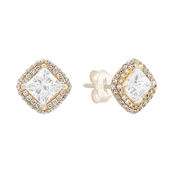 Square Diamond Earring Jackets In 14k Yellow Gold Shane Co Square Diamond Earring Jackets In 14k Yellow Gold