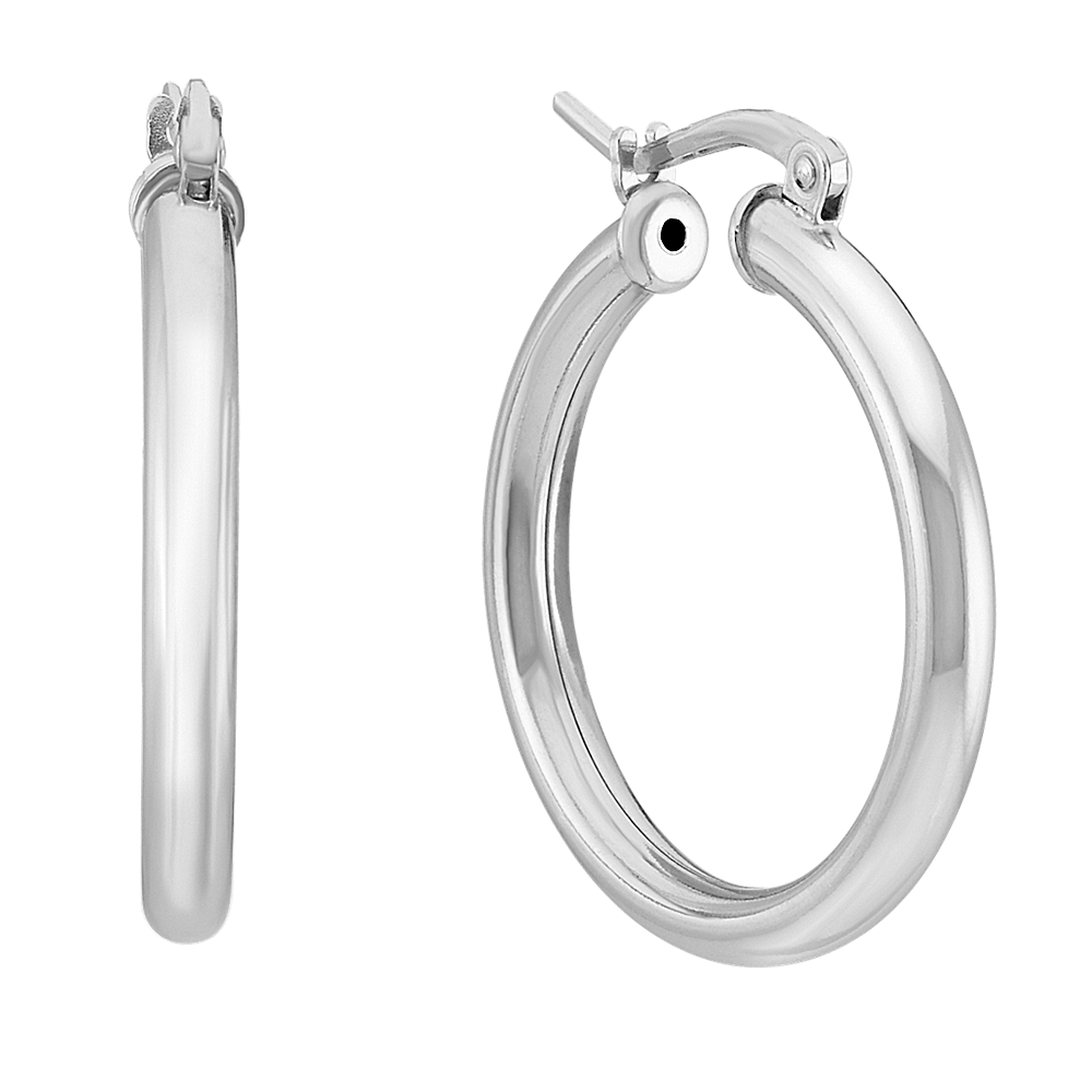 Sterling Silver 1 Inch Hoop Earrings Shane Co.