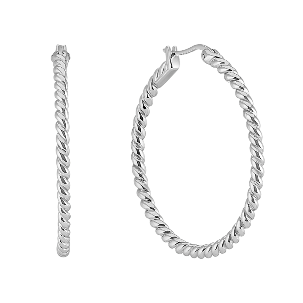 Sterling Silver 1.5'' Twist Hoop Earrings