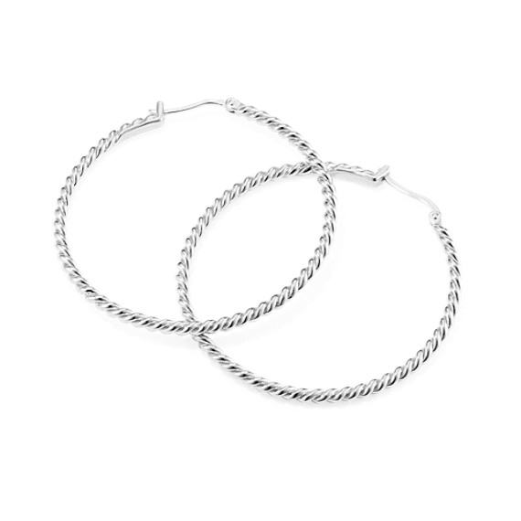 Sterling Silver 2 Inch Twist Hoop Earrings Shane Co Sterling Silver 2 Inch Twist Hoop Earrings