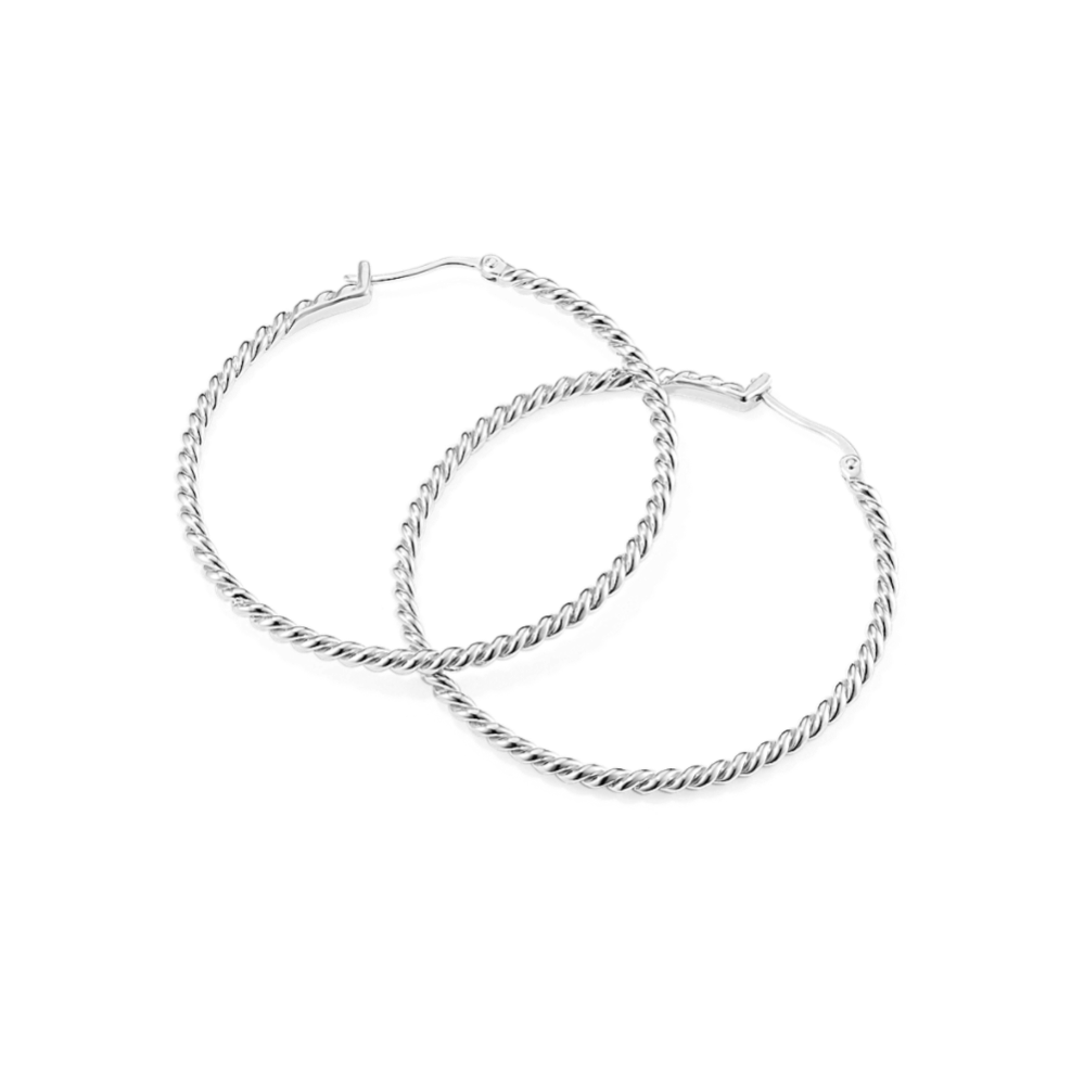 Sterling Silver 2 Inch Twist Hoop Earrings