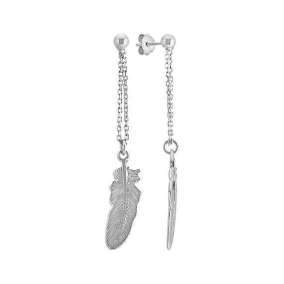Sterling Silver Feather Dangle Earrings Shane Co Sterling Silver Feather Dangle Earrings