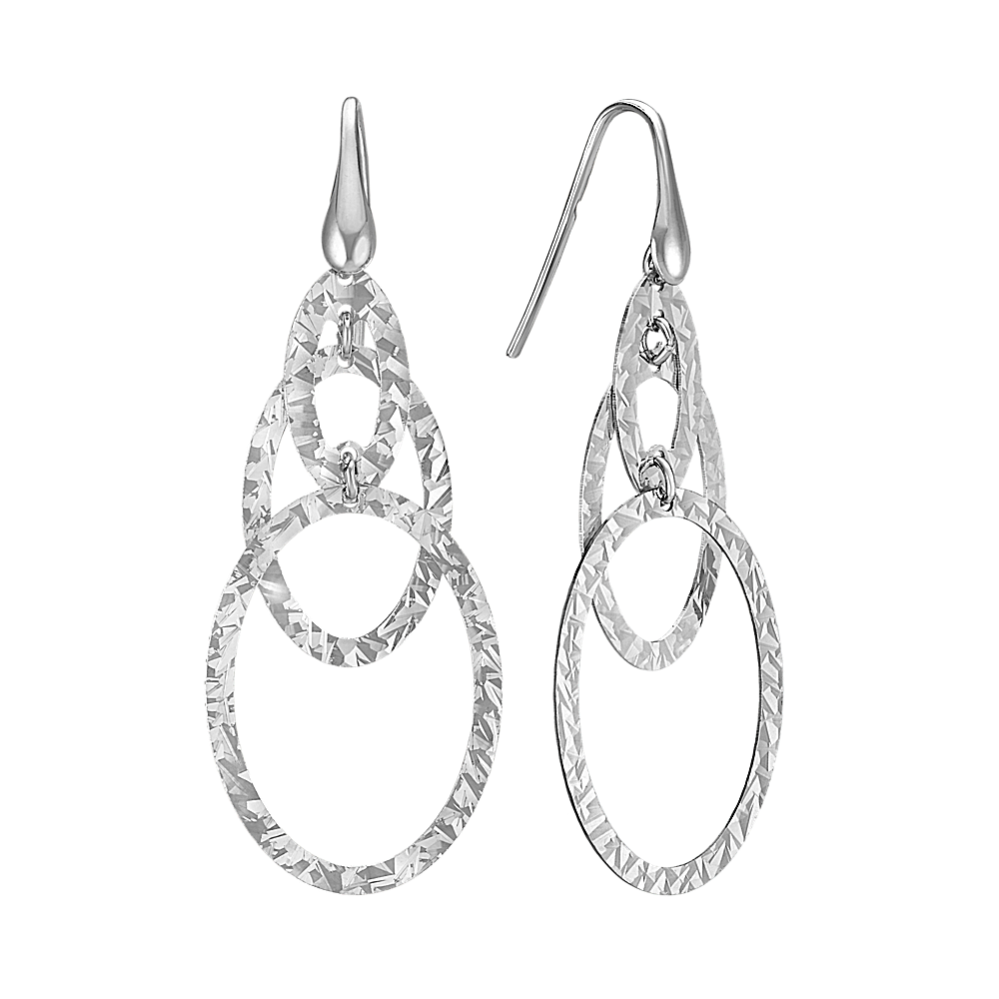 Sterling Silver Oval Hoop Dangle Earrings