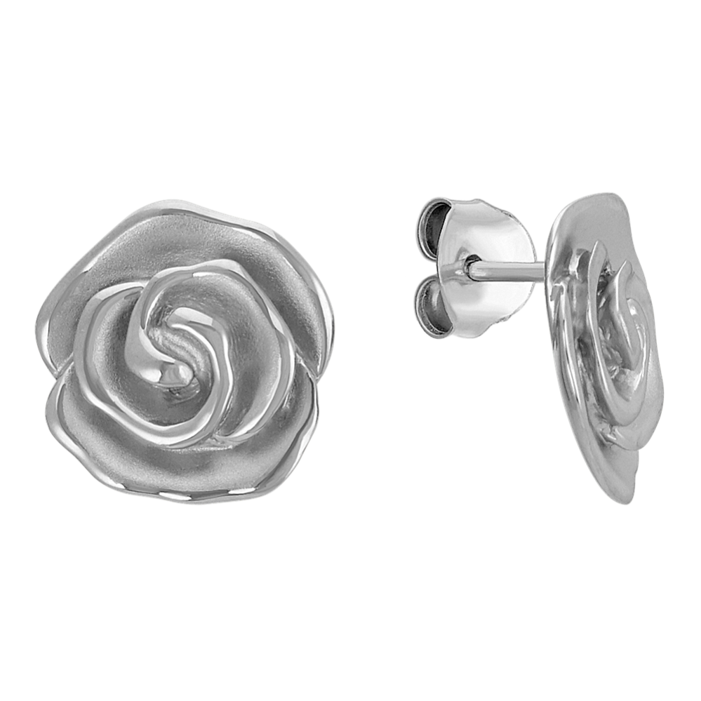 Sterling Silver Rose Earrings