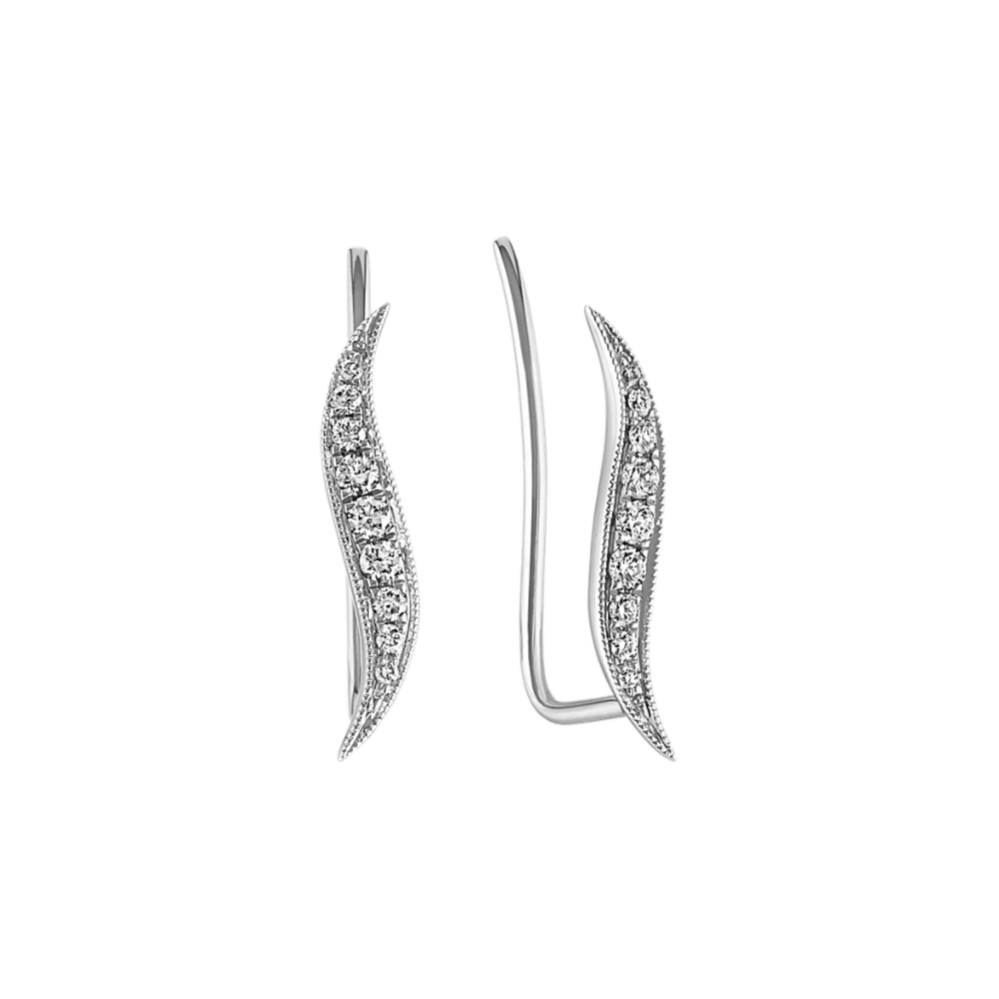 Swirl Diamond Ear Climber Earrings