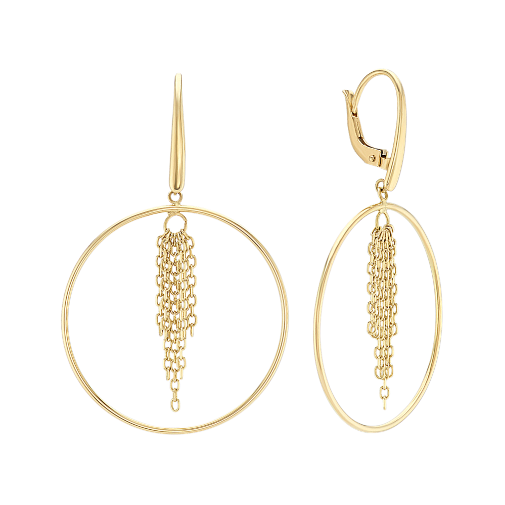Tassel Hoop Earrings in 14k Yellow Gold