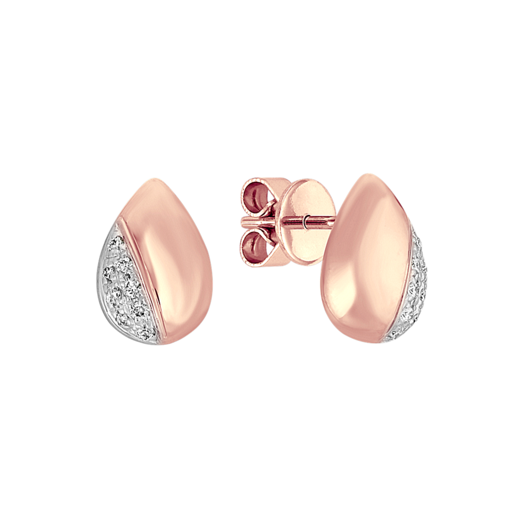 Teardrop Diamond Earrings in 14k Two-Tone Gold