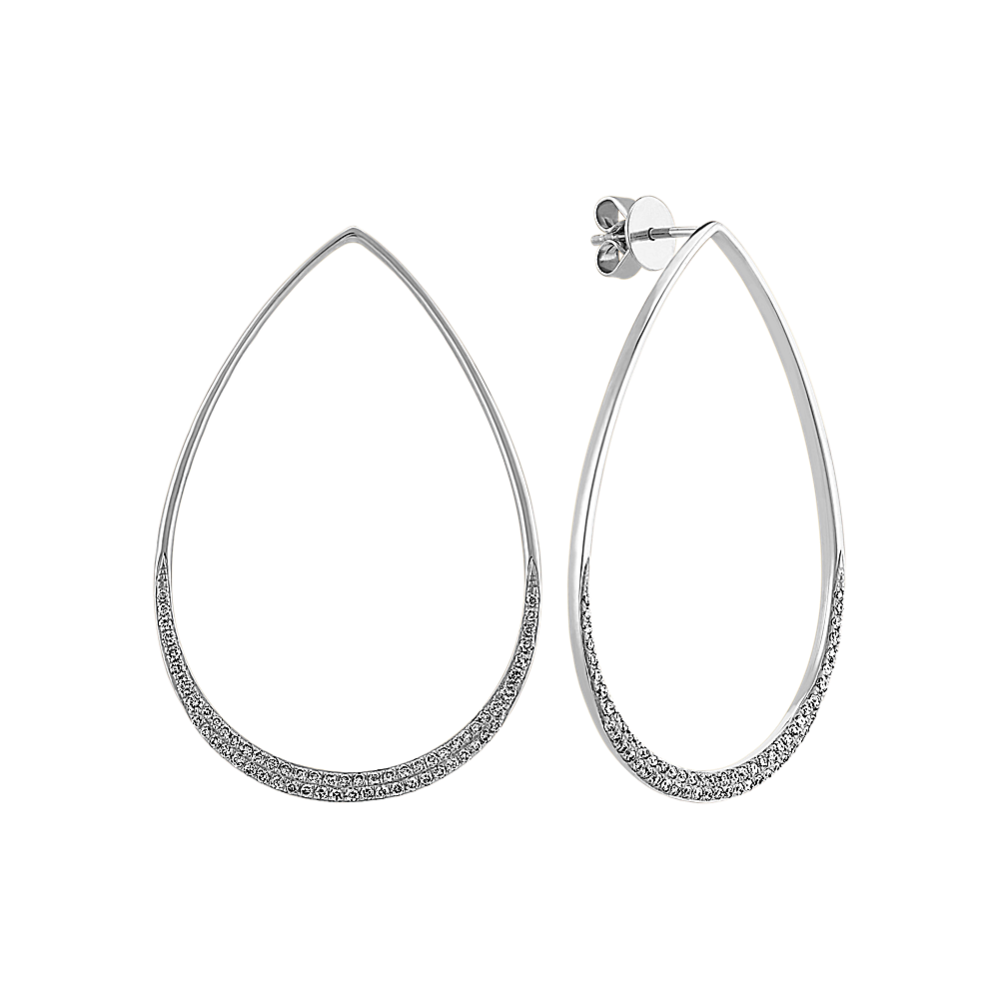 Teardrop Diamond Earrings in 14k White Gold