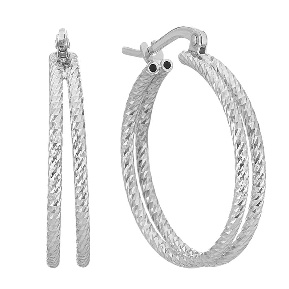 Textured Hoop Earrings in Sterling Silver